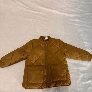 H&M Toddler Quilted Jacket 12-18M Brown Lightweight Zip Front Pockets